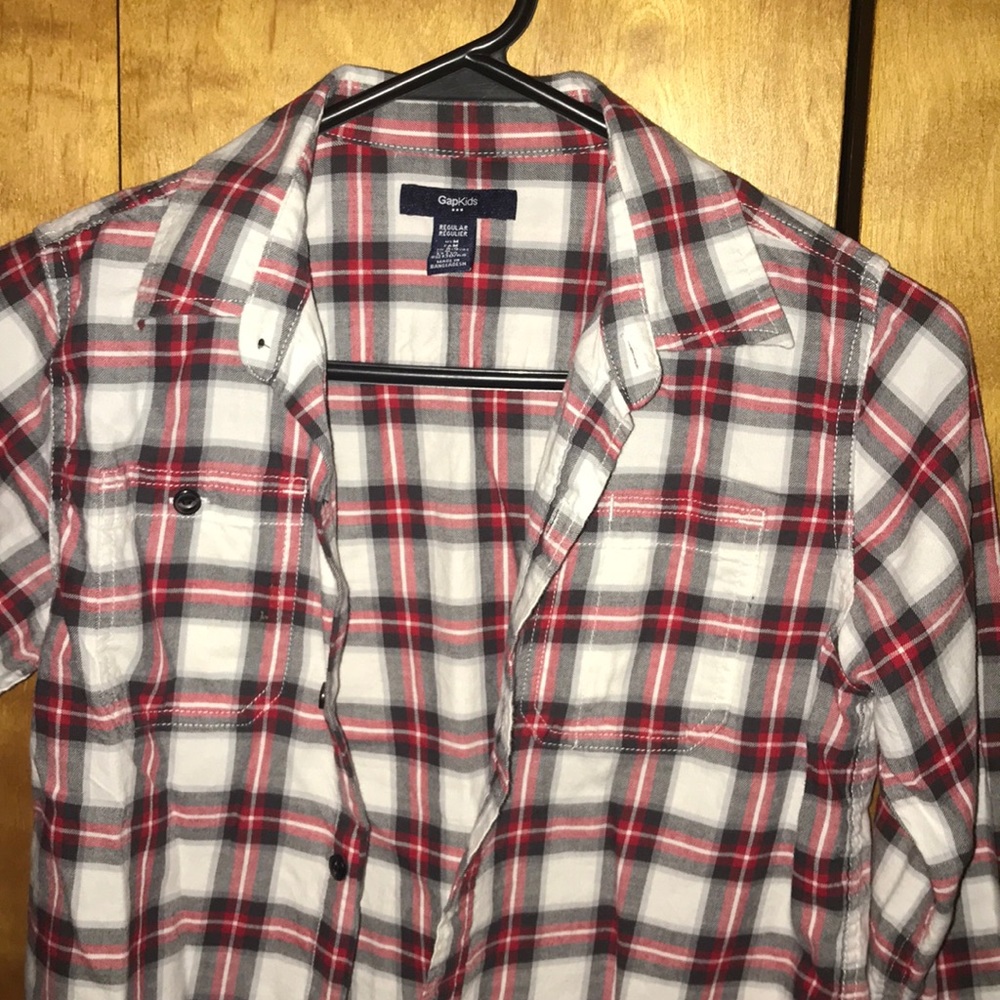 Gap boys button down plaid shirt